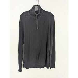 H&M Men's Ribbed Black Sweater Size Large 100% Cotton